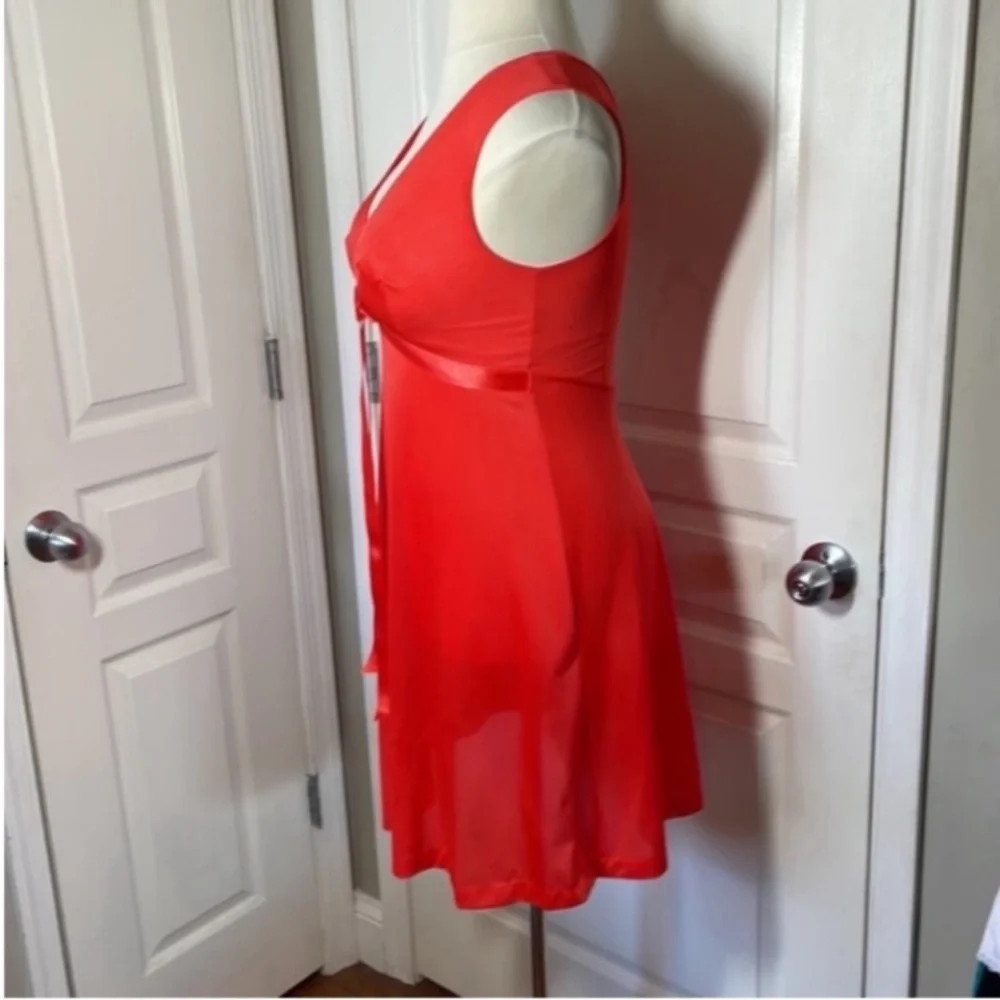 Gaymode 60s Mini Slip Dress Gown Orange Red Antron3 Christmas Party Ball Vintage - Picture 9 of 16